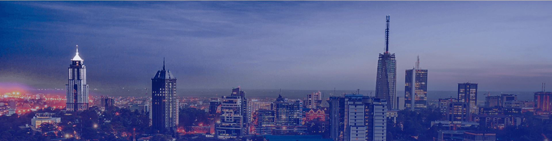 City skyline at dusk